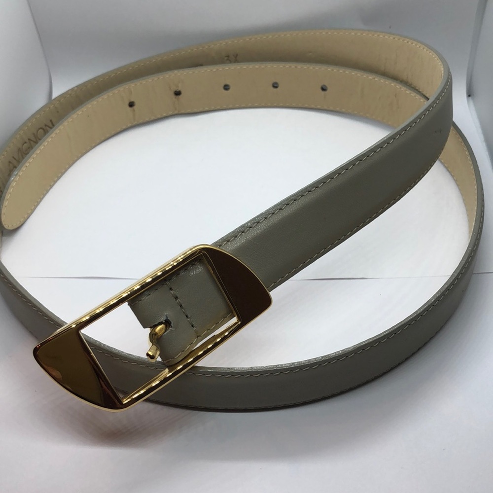 Avignon Belt size 3X, Grey Leather, Gold Buckle